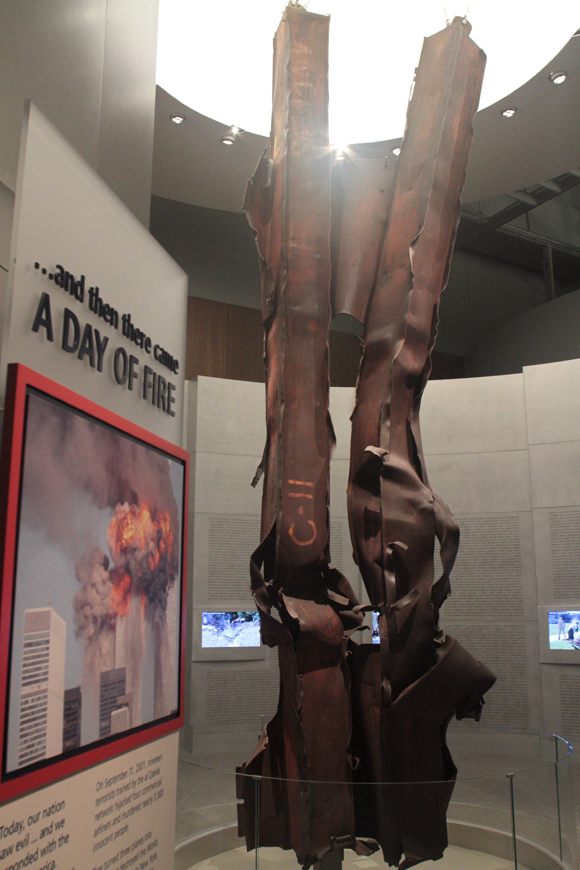 A steel beam from the twin towers, on display at the George W. Bush Library and Museum