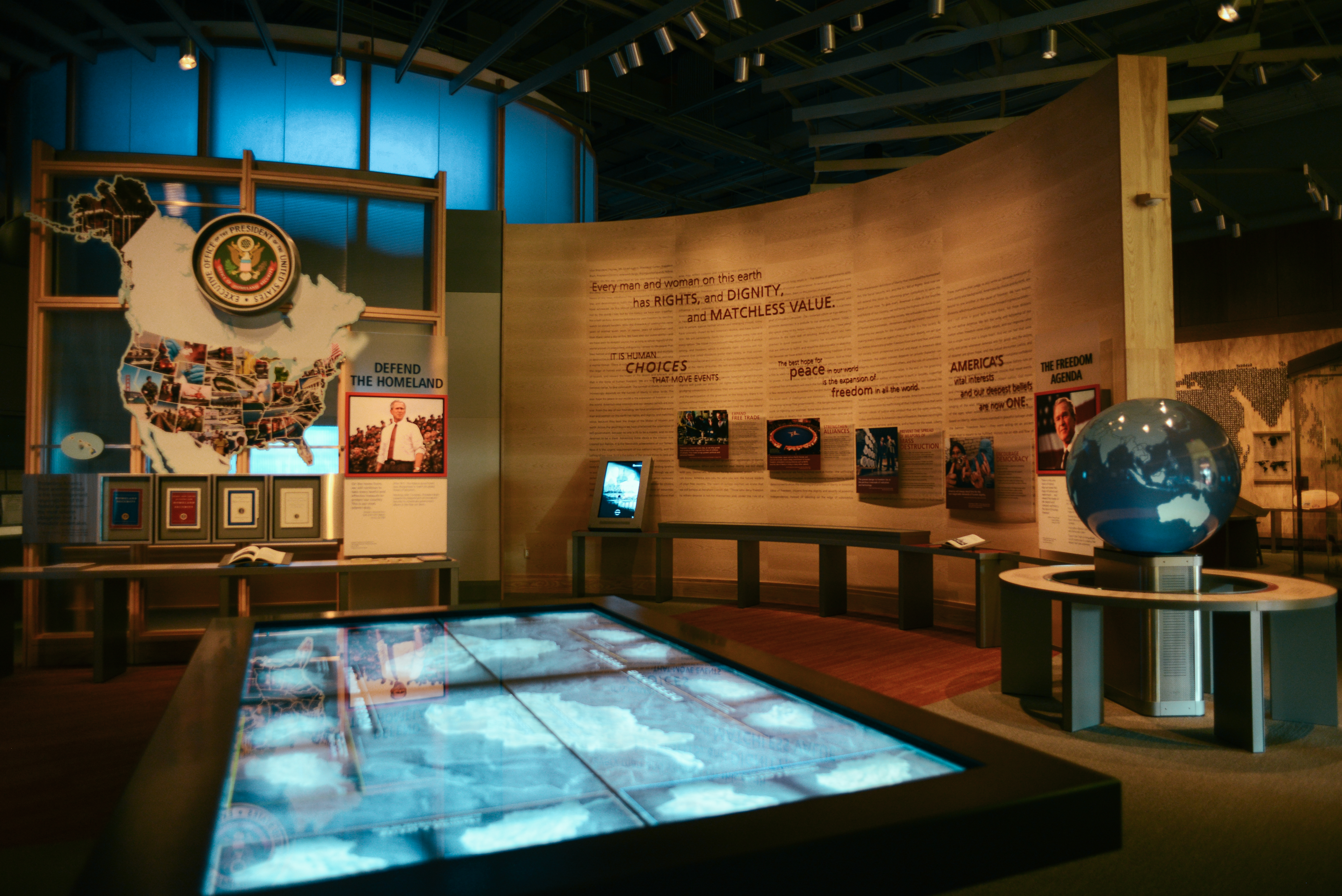 A view of the Defend the Homeland display at the George W Bush Library and Museum