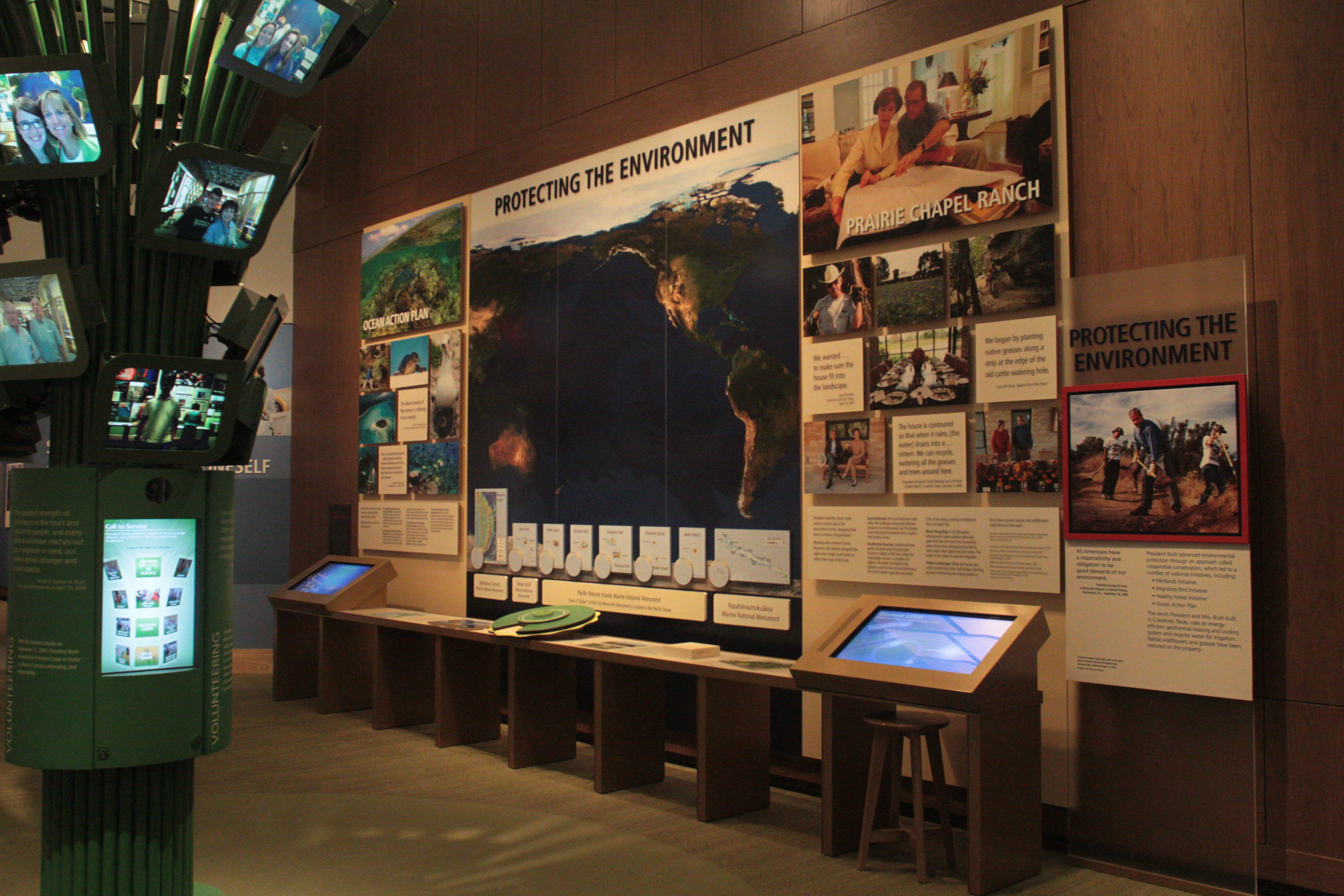 An image of the Protecting the Environment display at the George W Bush Museum
