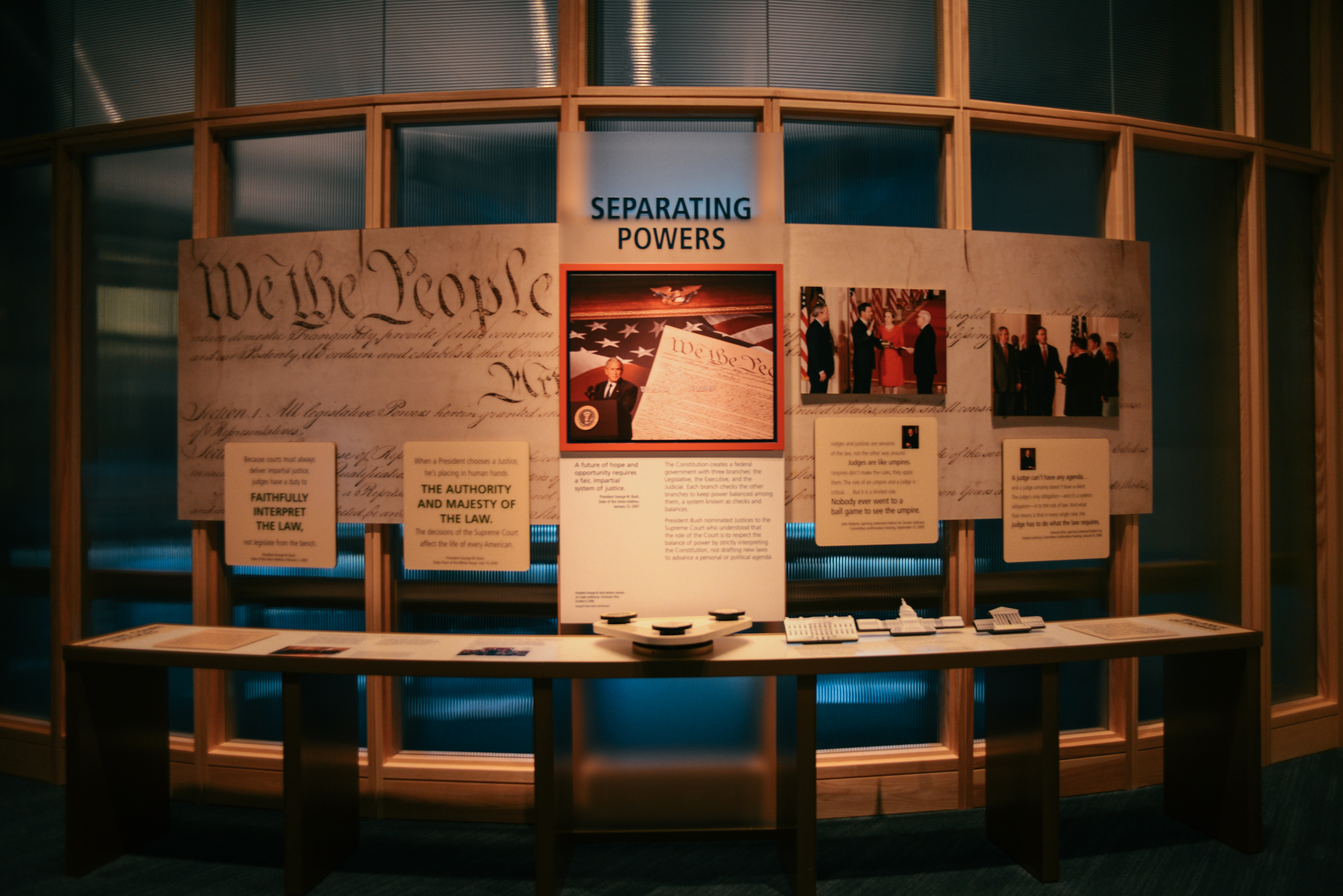 An image of the Separating Powers display at the George W Bush Museum