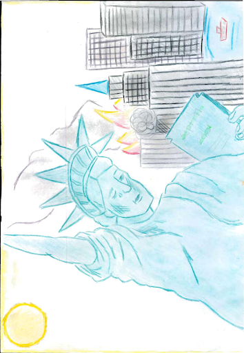 A class of 7th year students in Dryandra, Australia share their thoughts about the attacks. A student’s drawing of the tragedy illustrates the United States’ Statue of Liberty shedding a tear.